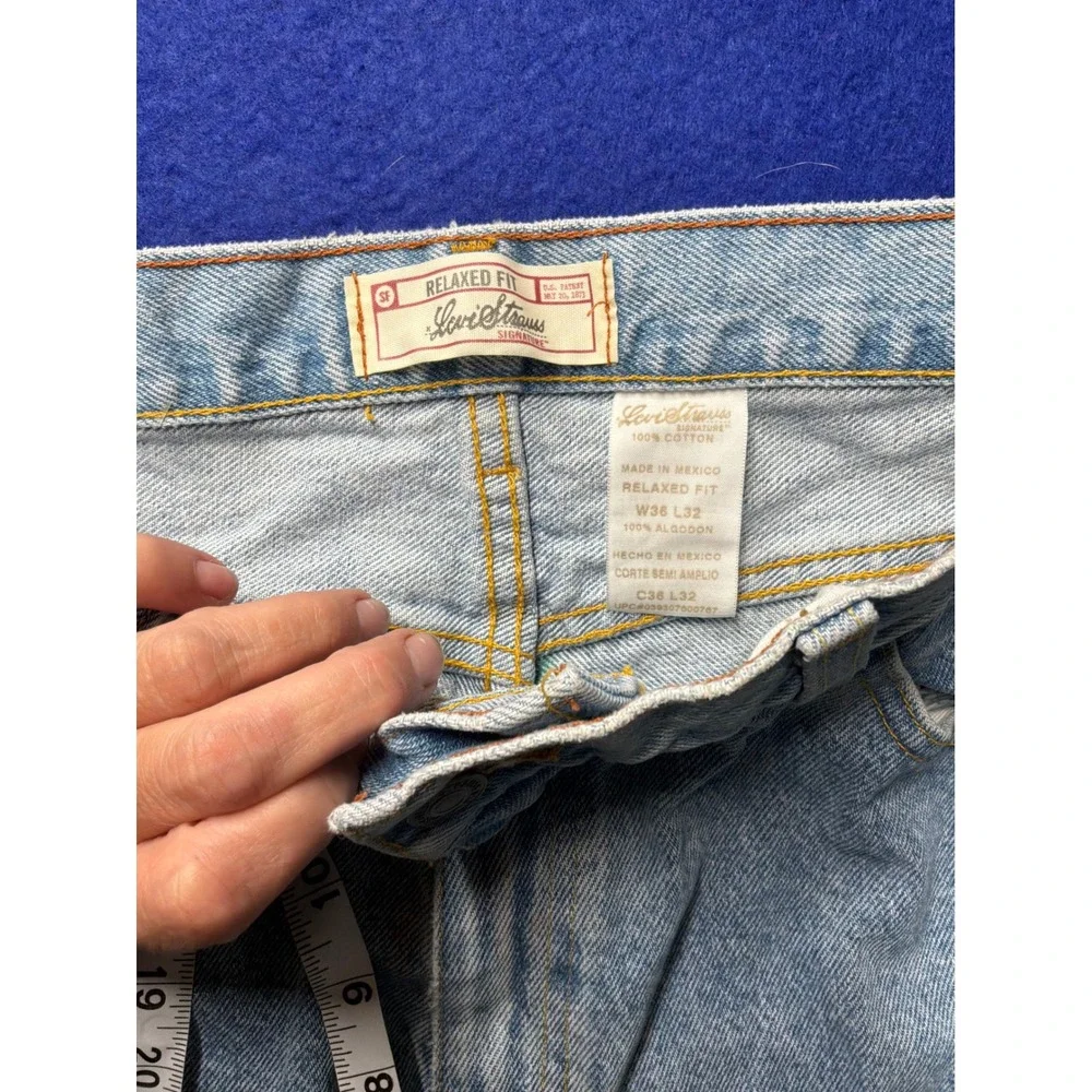 Dad Core Mens Levi Strauss Signature Relaxed Fit Jeans 36x32 Light Wash Blue